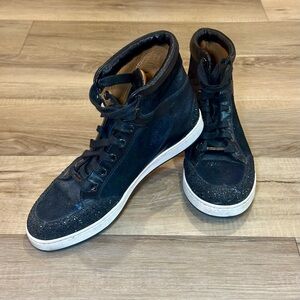 Jimmy Choo Glitter High-Top Sneakers | Navy Leather | EU 36.5/ 6.5